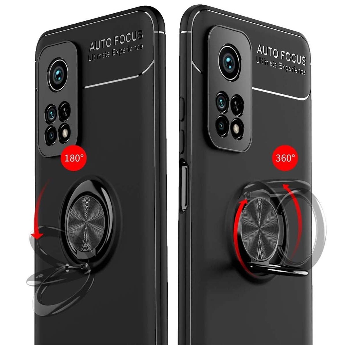 Funda Magnetica Soporte con Anillo Giratorio 360 para Xiaomi Mi 10T / 10T Pro Negra