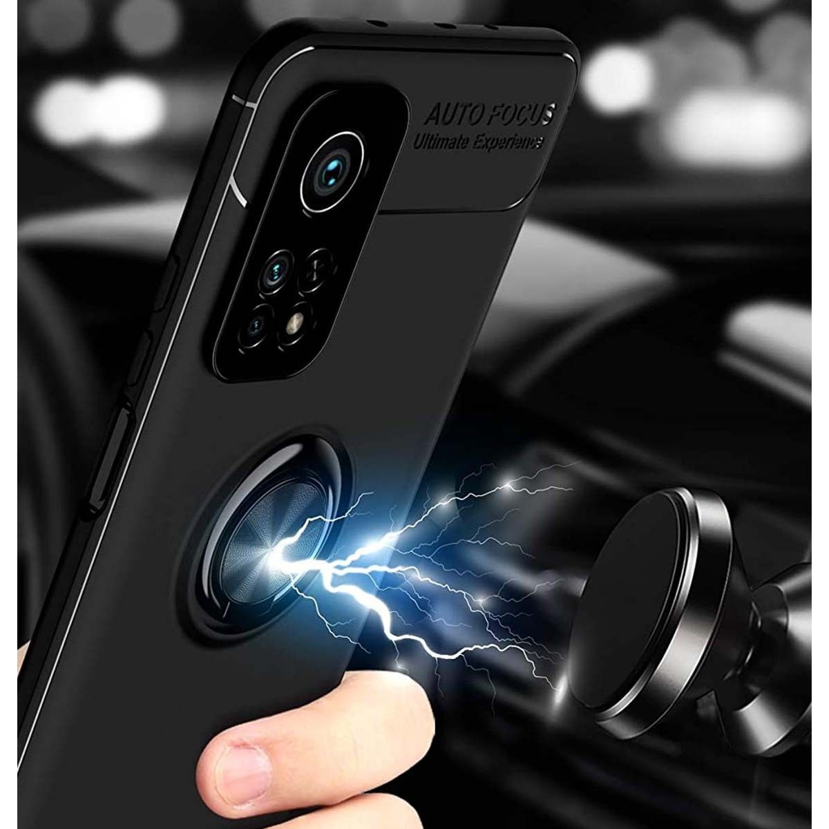 Funda Magnetica Soporte con Anillo Giratorio 360 para Xiaomi Mi 10T / 10T Pro Negra