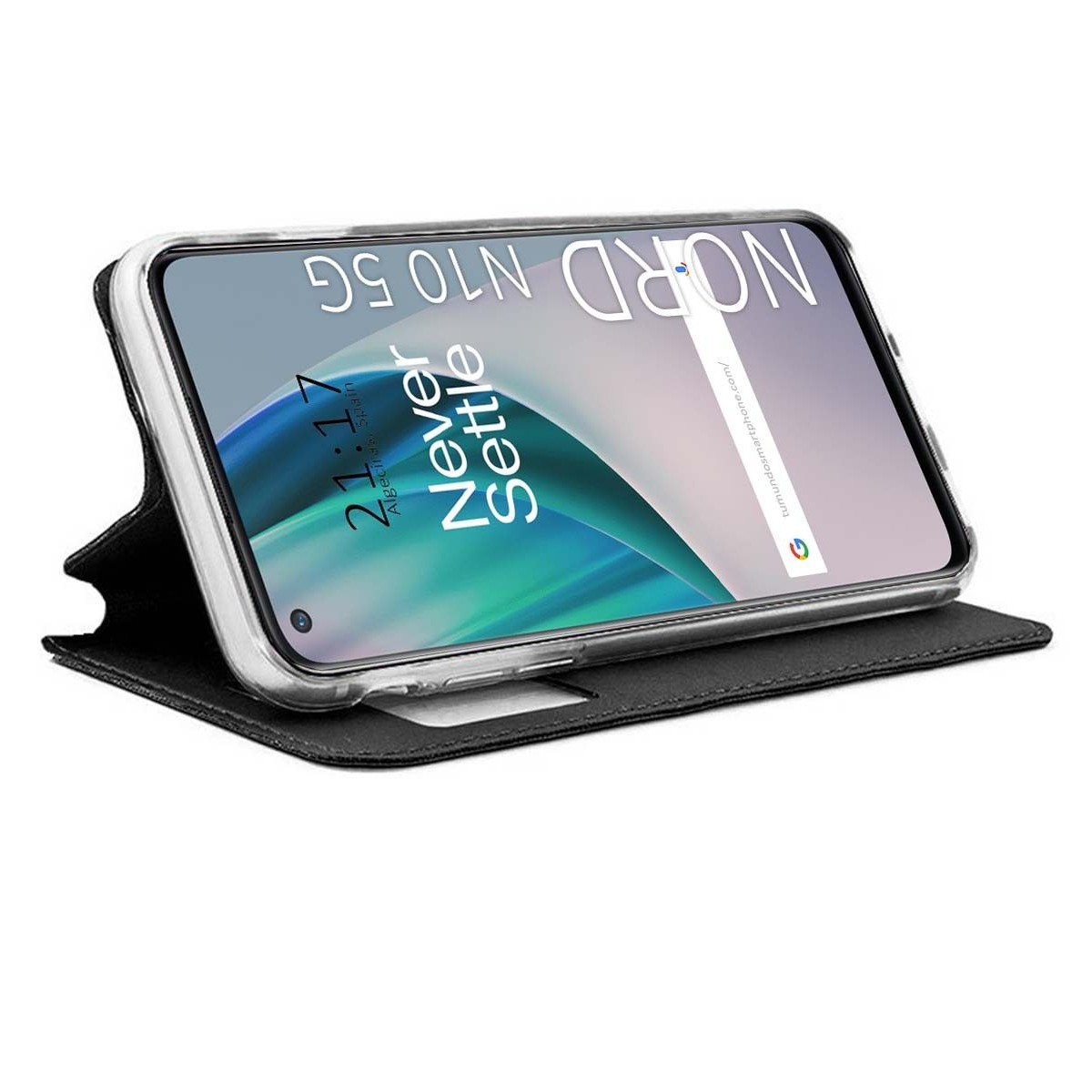 Funda Libro Soporte con Ventana para OnePlus Nord N10 5G Color Negra