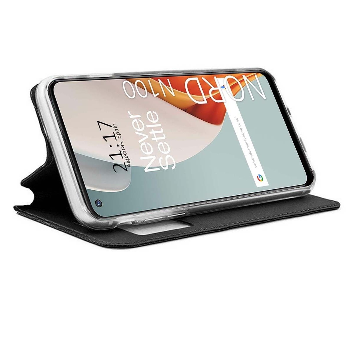 Funda Libro Soporte con Ventana para OnePlus Nord N100 Color Negra