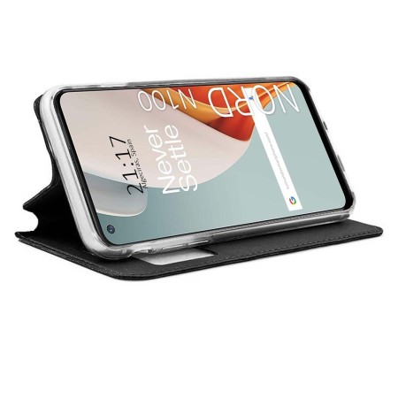 Funda Libro Soporte con Ventana para OnePlus Nord N100 Color Negra