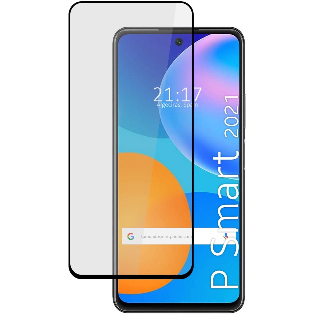 Protector Cristal Templado Completo 5D Full Glue Negro para Huawei P Smart 2021 Vidrio