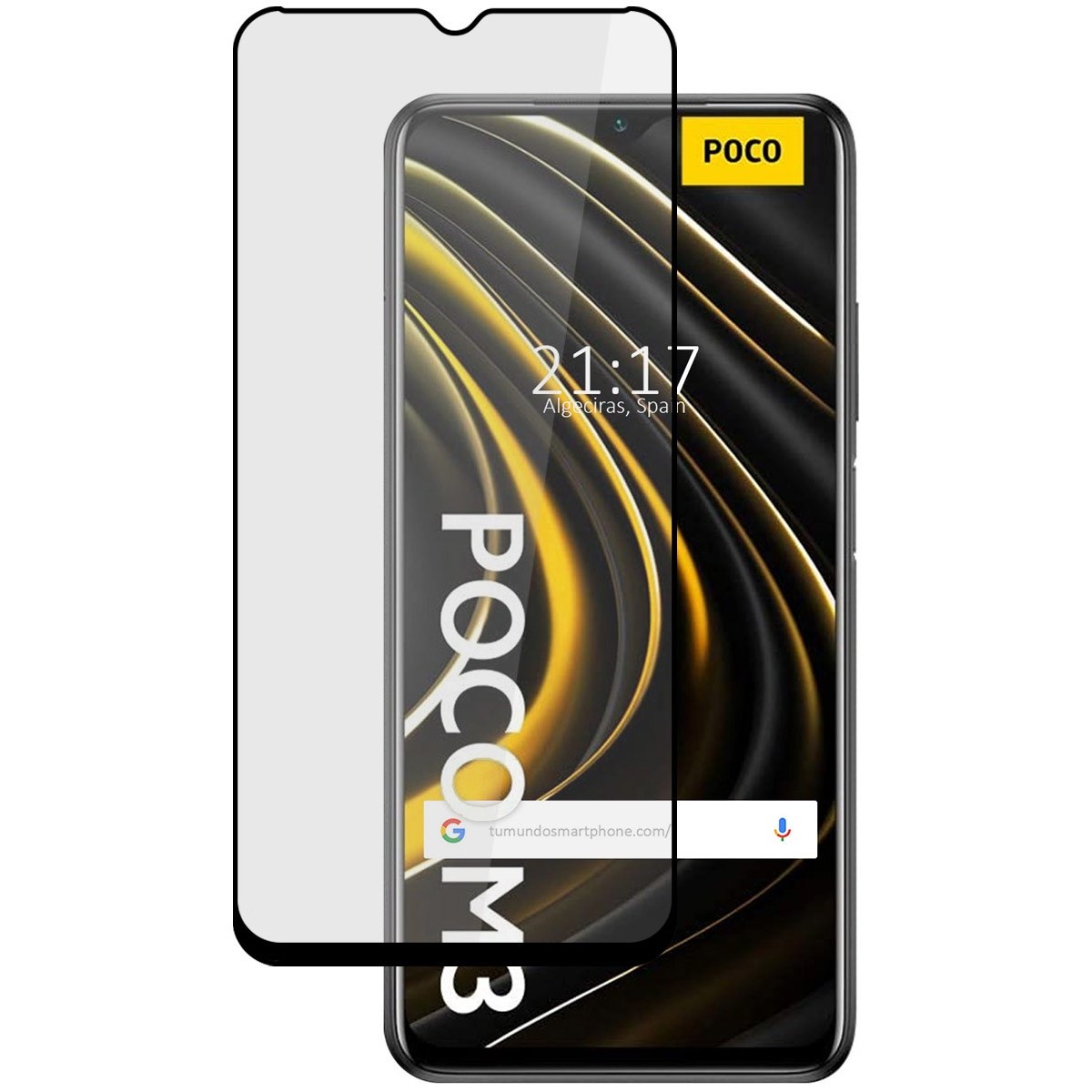 Protector Cristal Templado Completo 5D Full Glue Negro para Xiaomi POCO M3 / Redmi 9T Vidrio