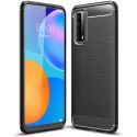 Funda Gel Tpu Tipo Carbon Negra para Huawei P Smart 2021