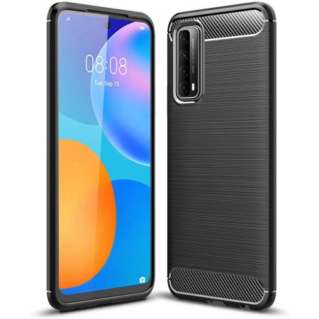 Funda Gel Tpu Tipo Carbon Negra para Huawei P Smart 2021