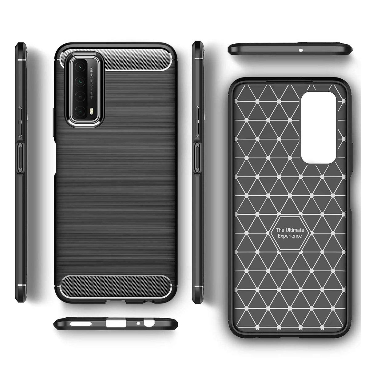 Funda Gel Tpu Tipo Carbon Negra para Huawei P Smart 2021