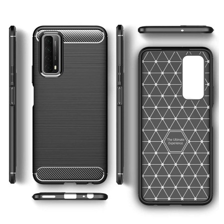 Funda Gel Tpu Tipo Carbon Negra para Huawei P Smart 2021