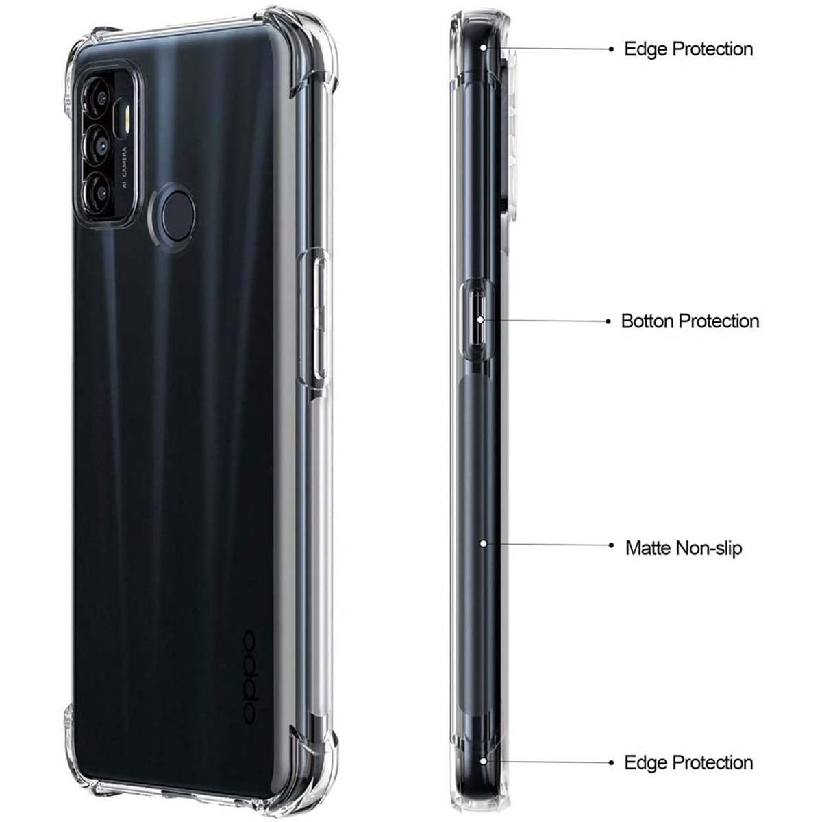 Funda Gel Tpu Anti-Shock Transparente para Oppo A53 / A53s