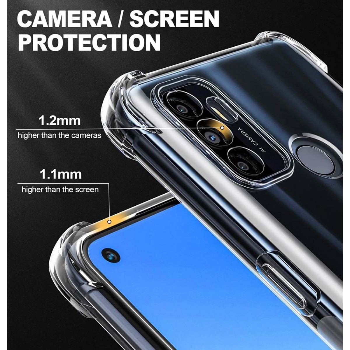 Funda Gel Tpu Anti-Shock Transparente para Oppo A53 / A53s