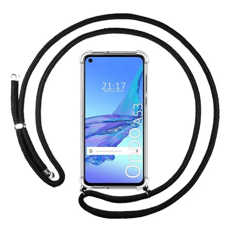 Funda Colgante Transparente para Oppo A53 / A53s con Cordon Negro