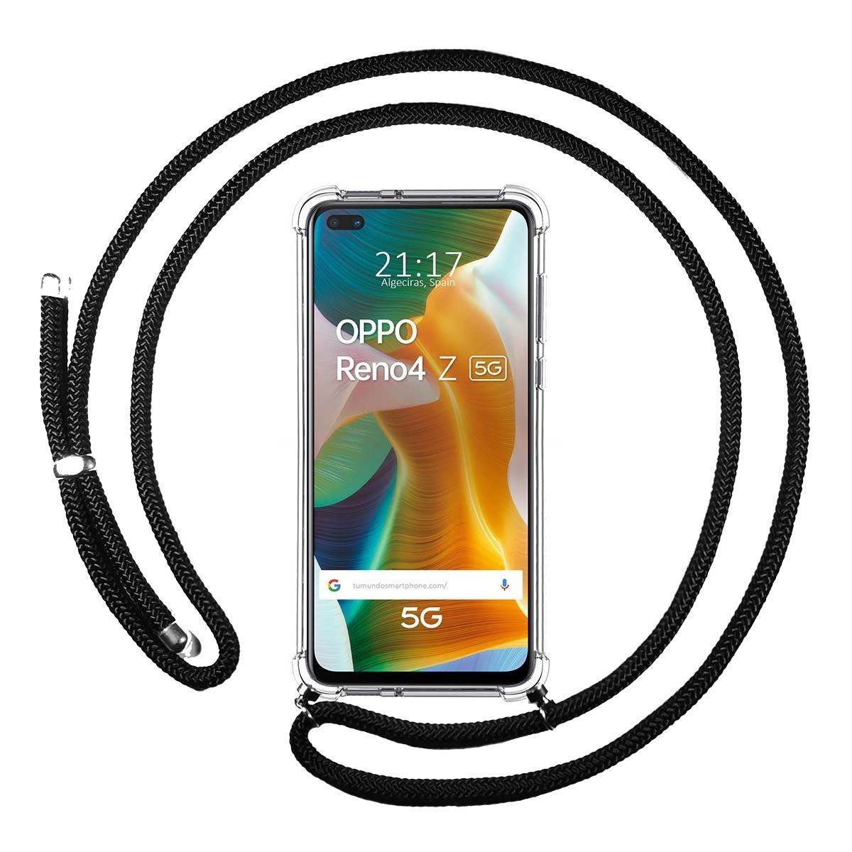 Funda Colgante Transparente para Oppo Reno 4Z 5G con Cordon Negro
