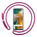 Funda Colgante Transparente para Oppo Reno 4Z 5G con Cordon Rosa Fucsia