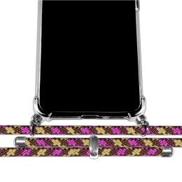 Funda Colgante Transparente para Oppo Reno 4 5G con Cordon Rosa / Dorado 2