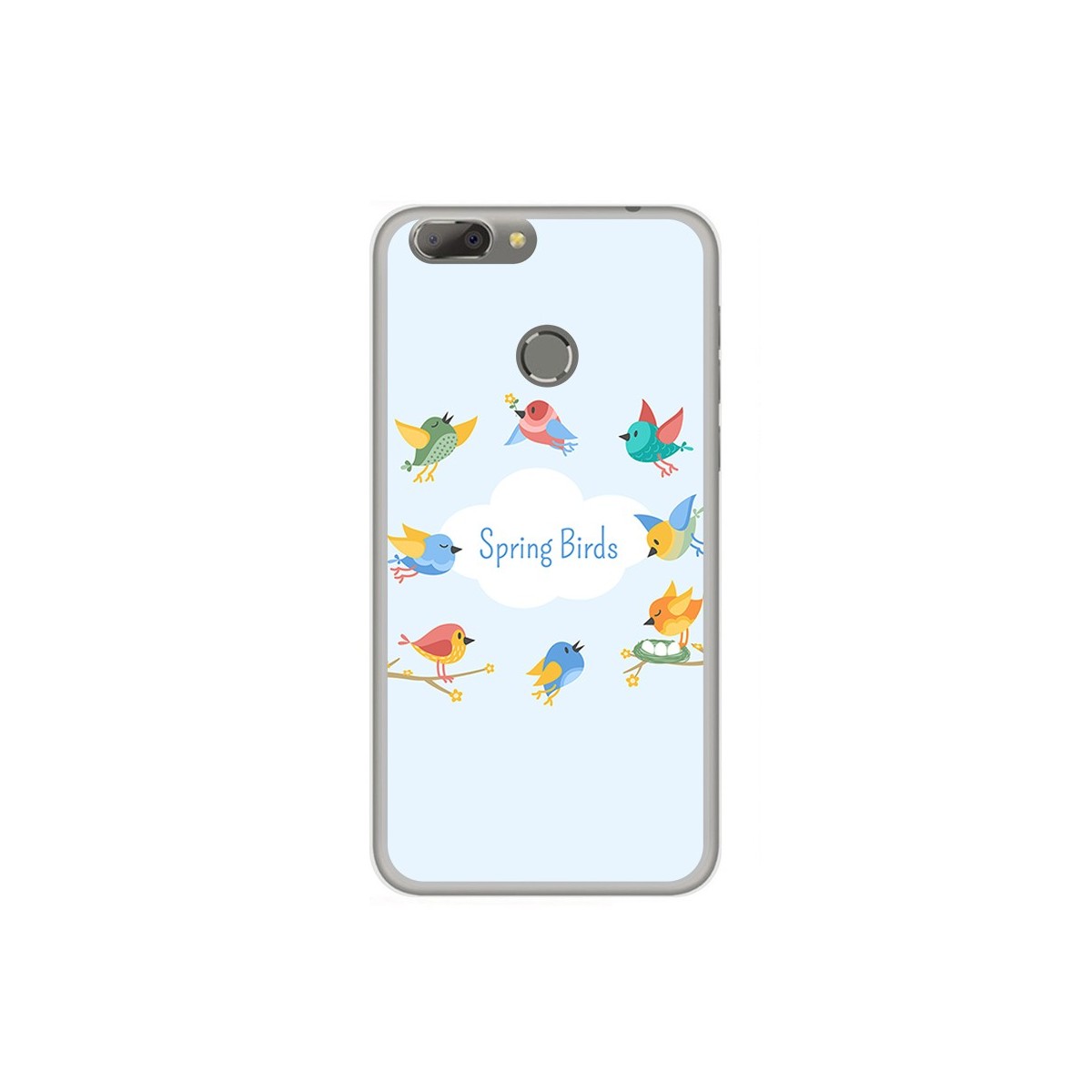 Funda Gel Tpu para Oukitel U20 Plus Diseño Spring Birds Dibujos
