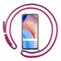 Funda Colgante Transparente para Oppo Reno 4 5G con Cordon Rosa Fucsia