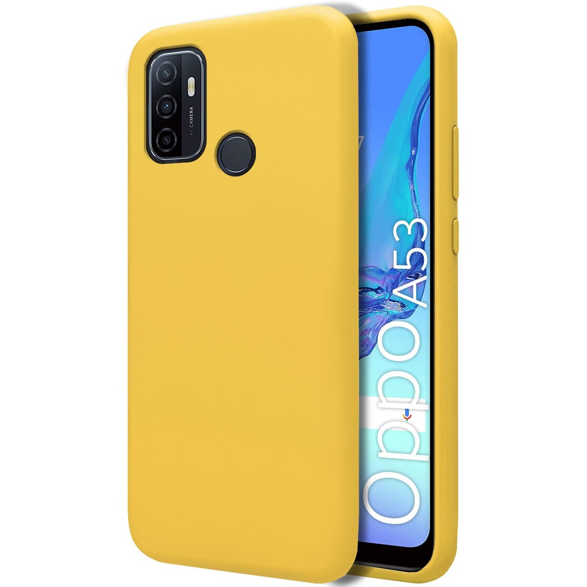 Funda Silicona Líquida Ultra Suave para Oppo A53 / A53s color Amarilla