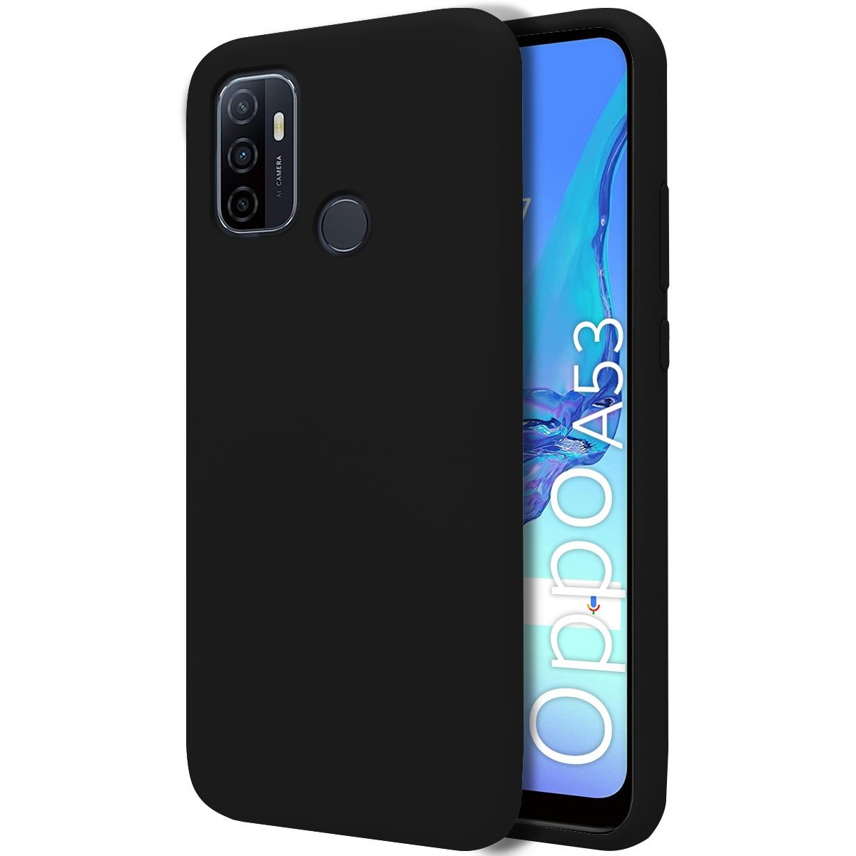 Funda Silicona Líquida Ultra Suave para Oppo A53 / A53s color Negra