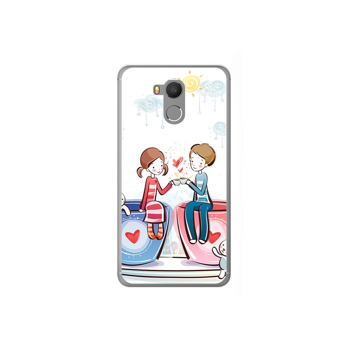 Funda Gel Tpu para Oukitel U15 / U15 Pro Diseño Cafe Dibujos