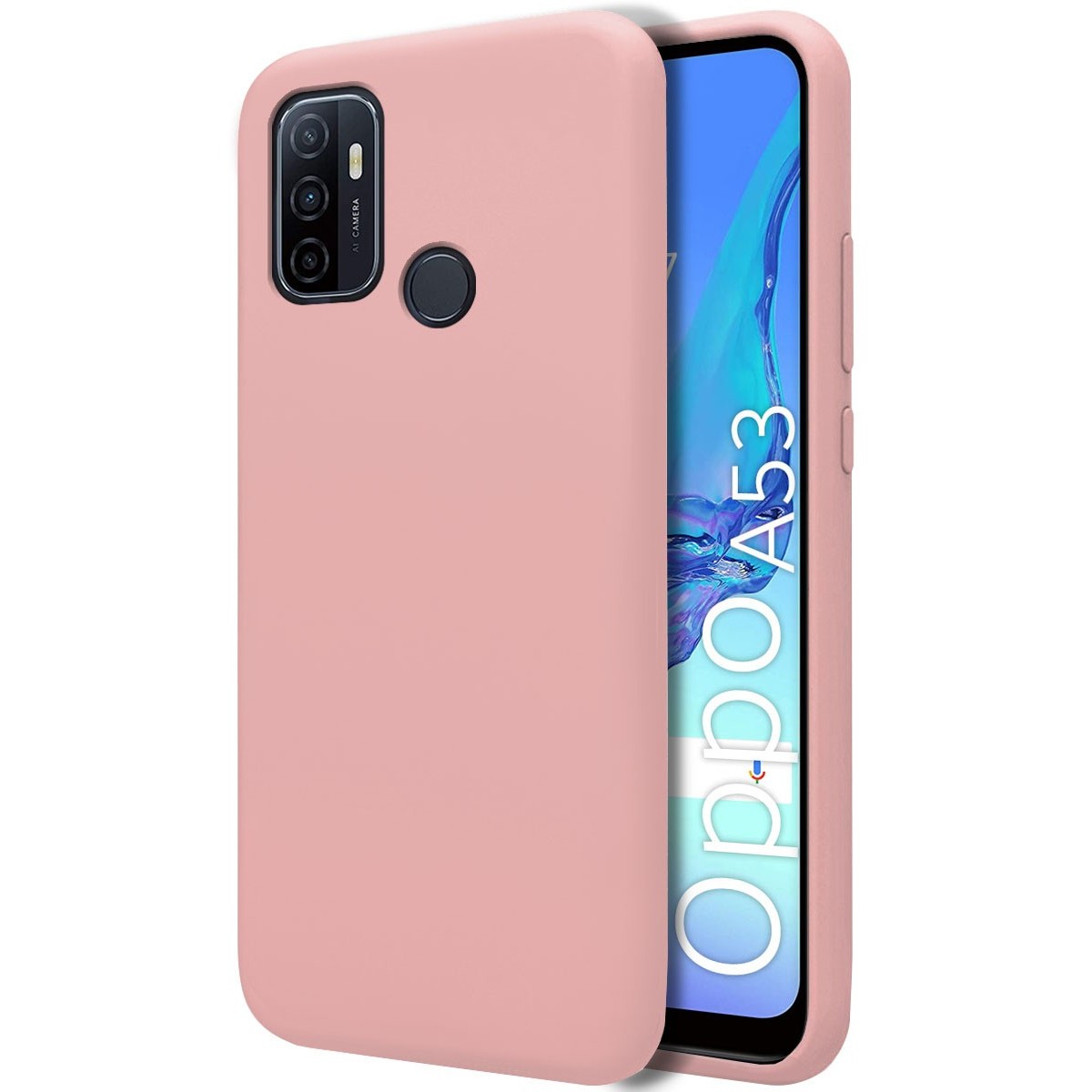 Funda Silicona Líquida Ultra Suave para Oppo A53 / A53s color Rosa