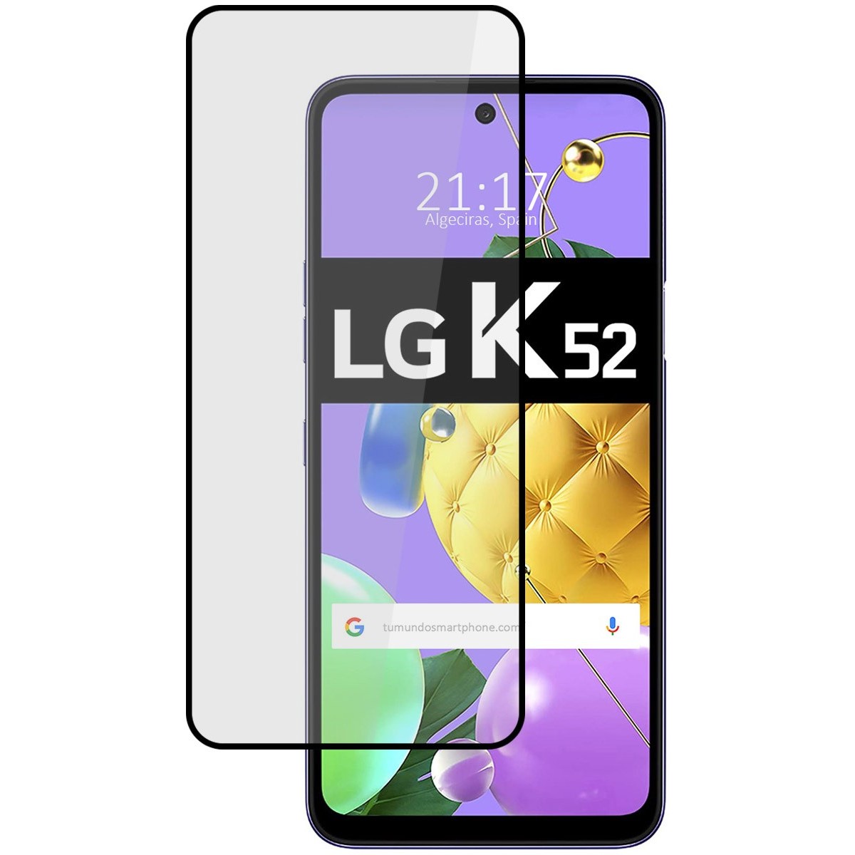 Protector Cristal Templado Completo 5D Full Glue Negro para Lg K52 Vidrio