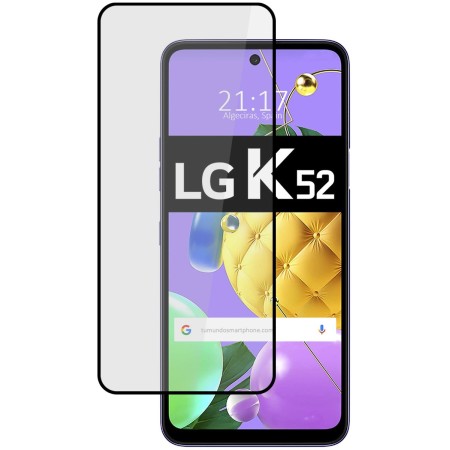 Protector Cristal Templado Completo 5D Full Glue Negro para Lg K52 Vidrio