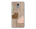 Funda Gel Tpu para Oukitel U15 / U15 Pro Diseño Corazones Madera Dibujos