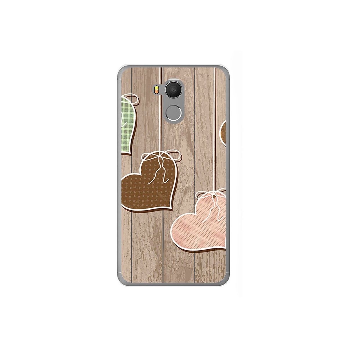 Funda Gel Tpu para Oukitel U15 / U15 Pro Diseño Corazones Madera Dibujos