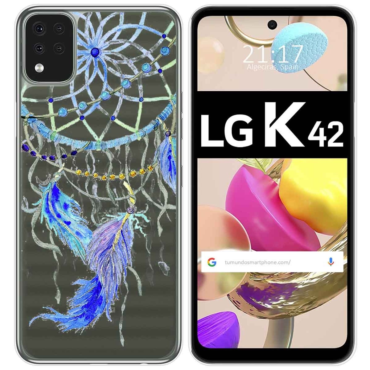 Funda Gel Transparente para LG K42 diseño Plumas Dibujos