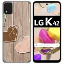 Funda Gel Tpu para LG K42 diseño Corazones Madera Dibujos