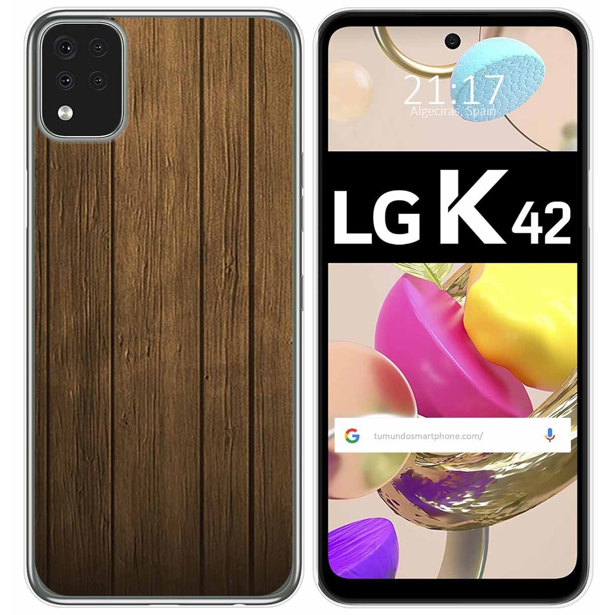 Funda Gel Tpu para LG K42 diseño Madera Dibujos