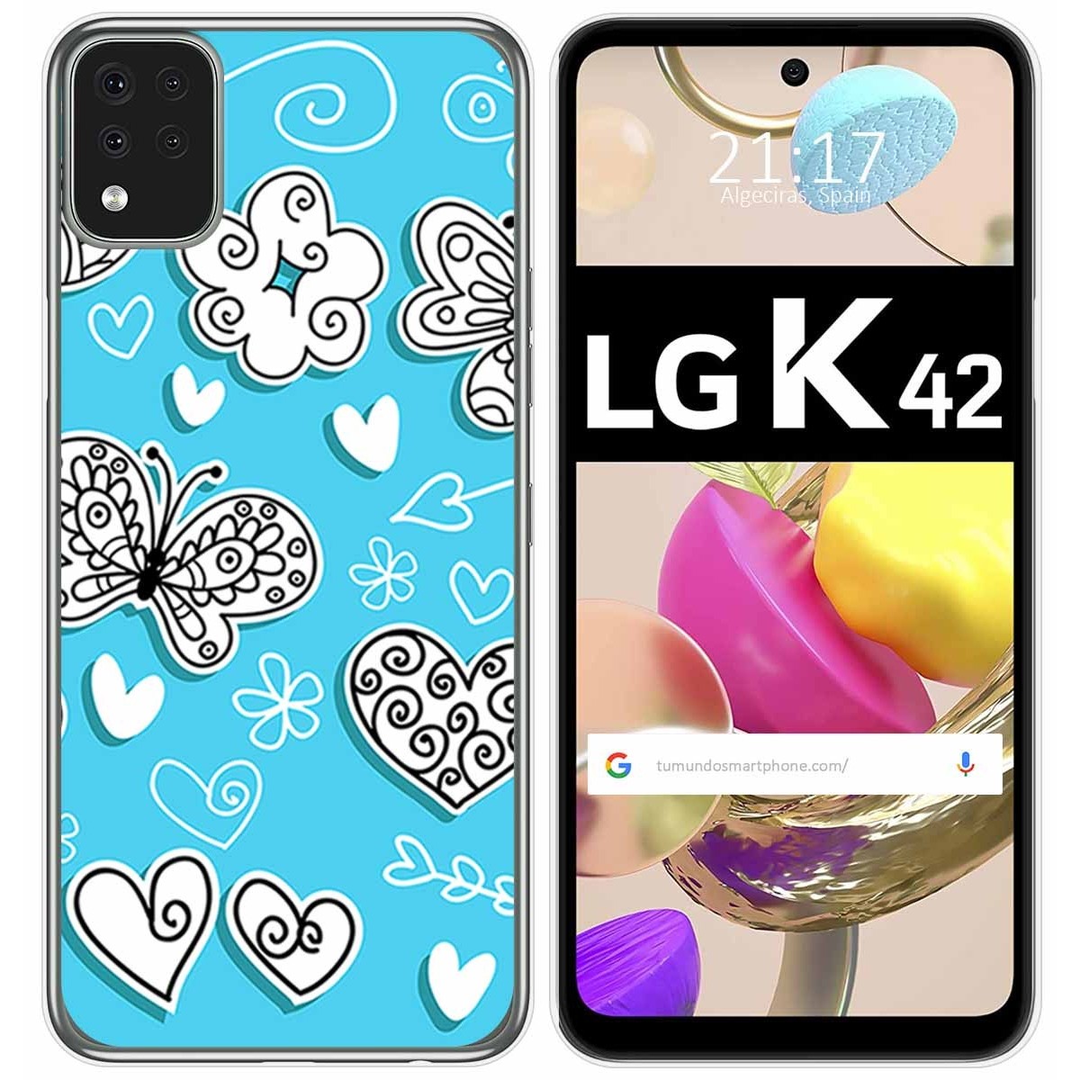 Funda Gel Tpu para LG K42 diseño Mariposas Dibujos
