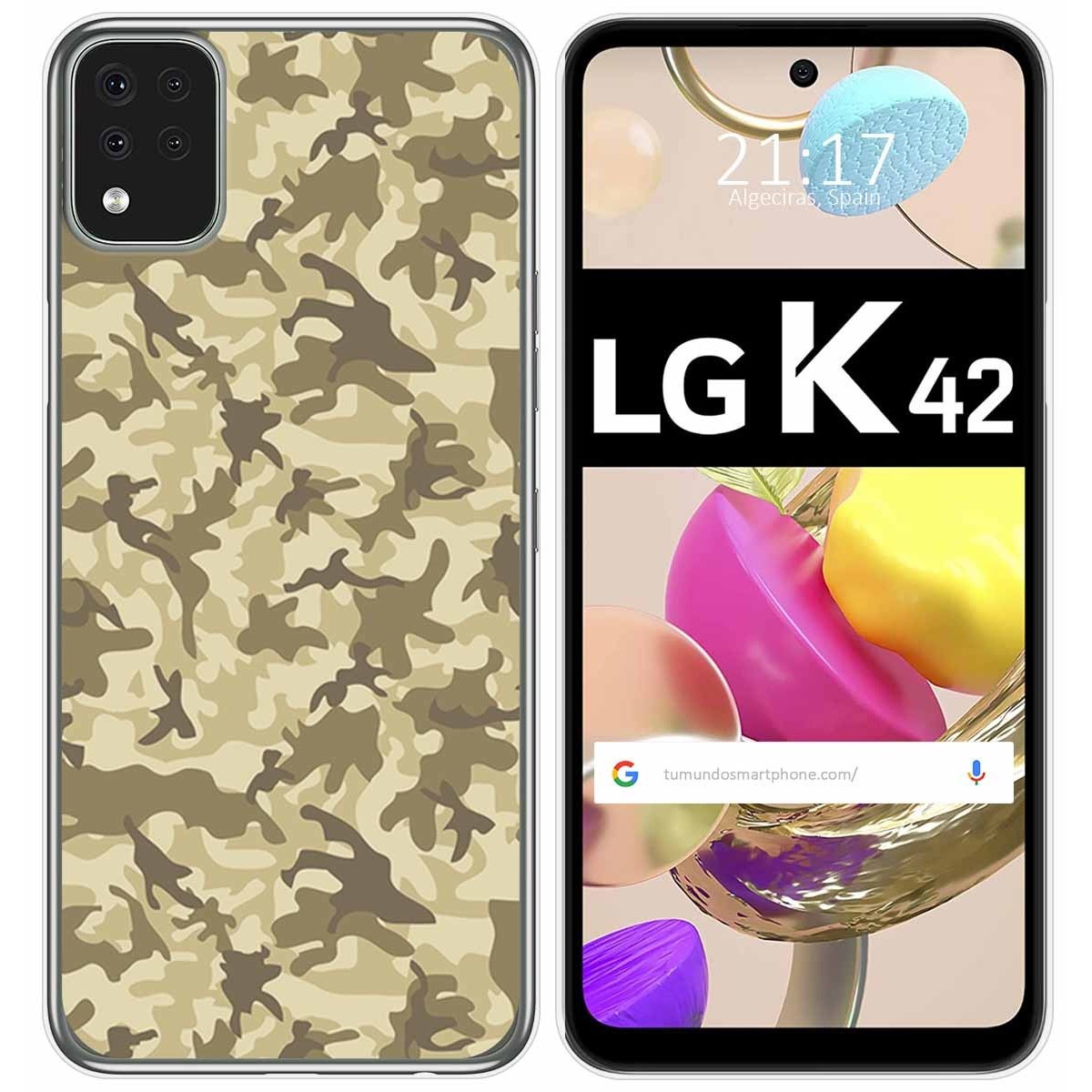 Funda Gel Tpu para LG K42 diseño Sand Camuflaje Dibujos