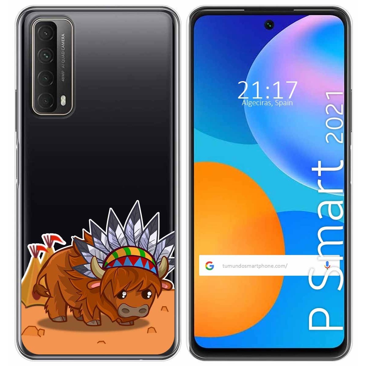 Funda Gel Transparente para Huawei P Smart 2021 diseño Bufalo Dibujos