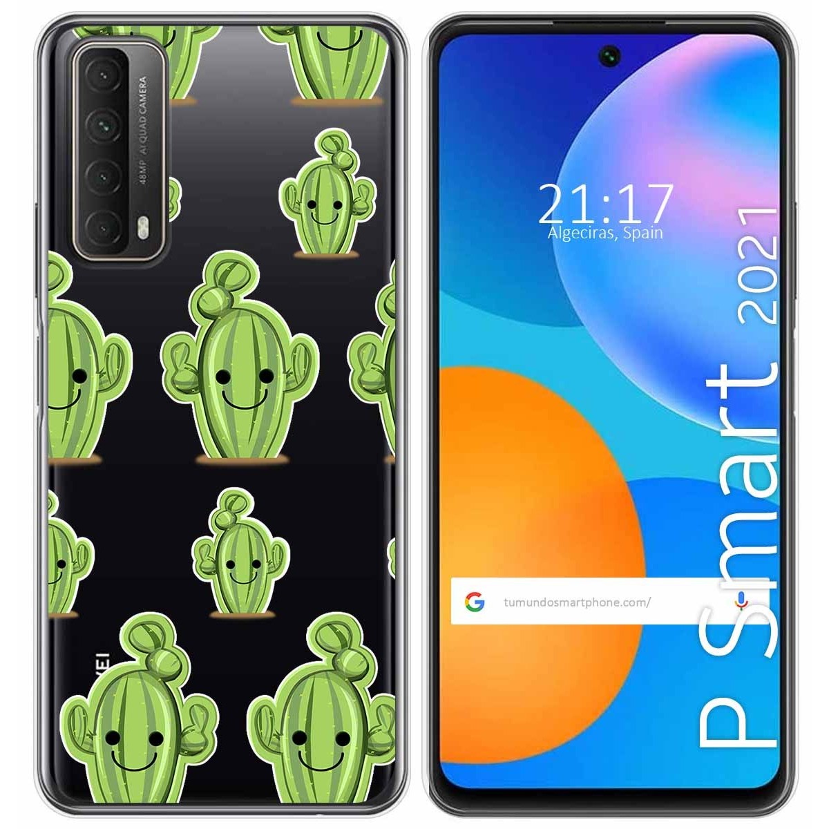 Funda Gel Transparente para Huawei P Smart 2021 diseño Cactus Dibujos