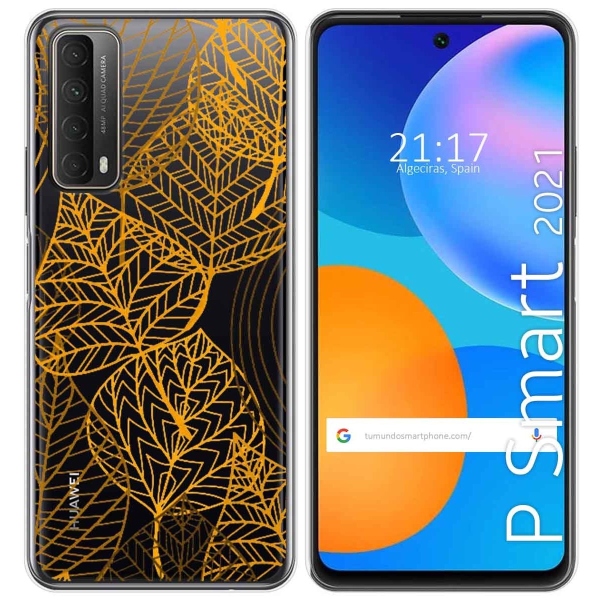 Funda Gel Transparente para Huawei P Smart 2021 diseño Hojas Dibujos