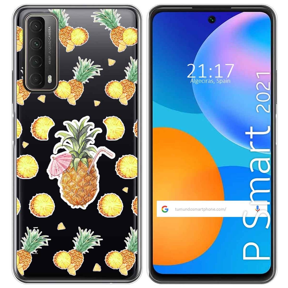 Funda Gel Transparente para Huawei P Smart 2021 diseño Piña Dibujos