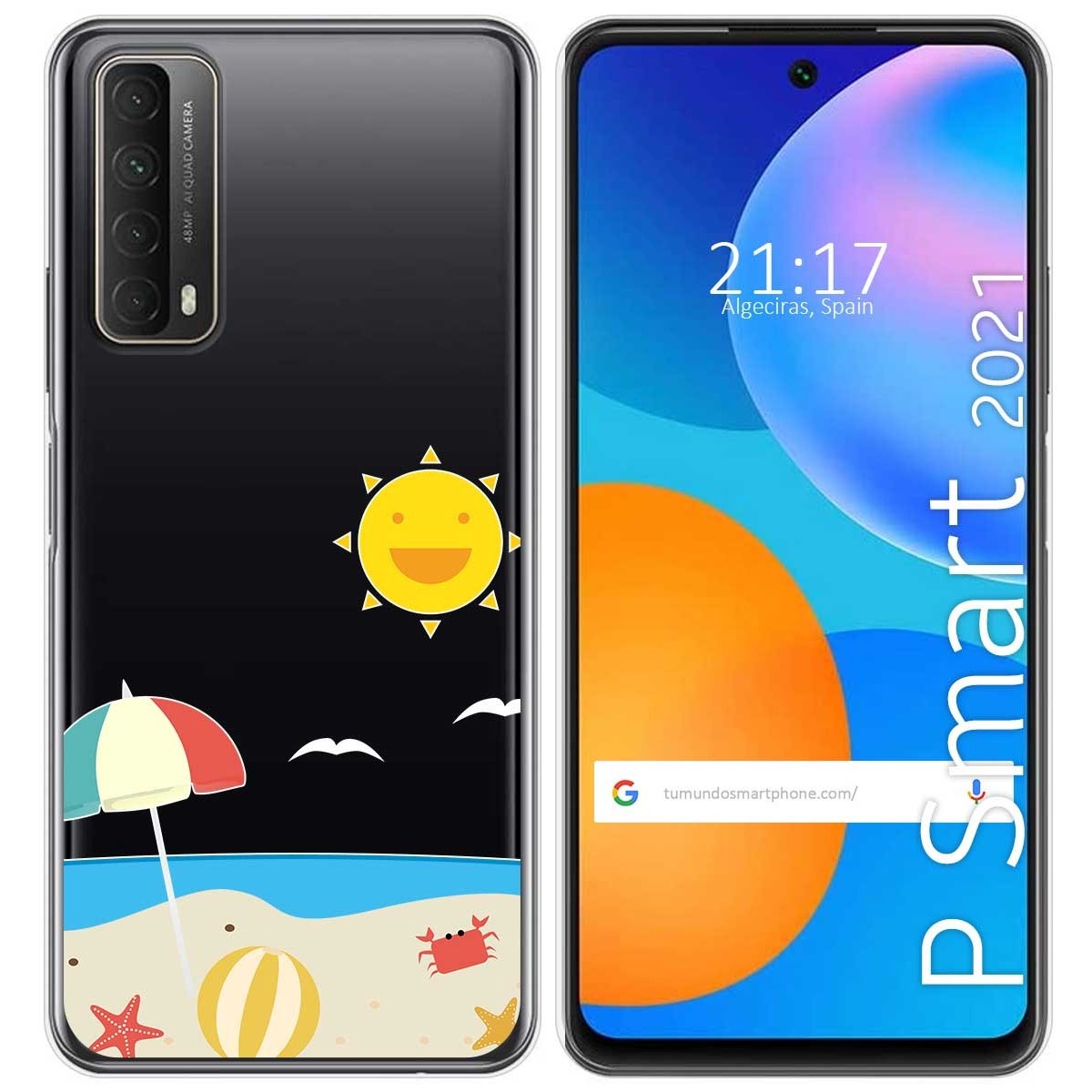Funda Gel Transparente para Huawei P Smart 2021 diseño Playa Dibujos