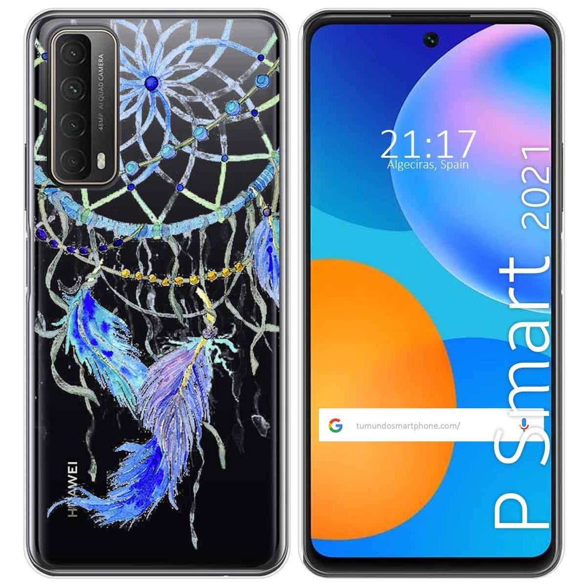 Funda Gel Transparente para Huawei P Smart 2021 diseño Plumas Dibujos