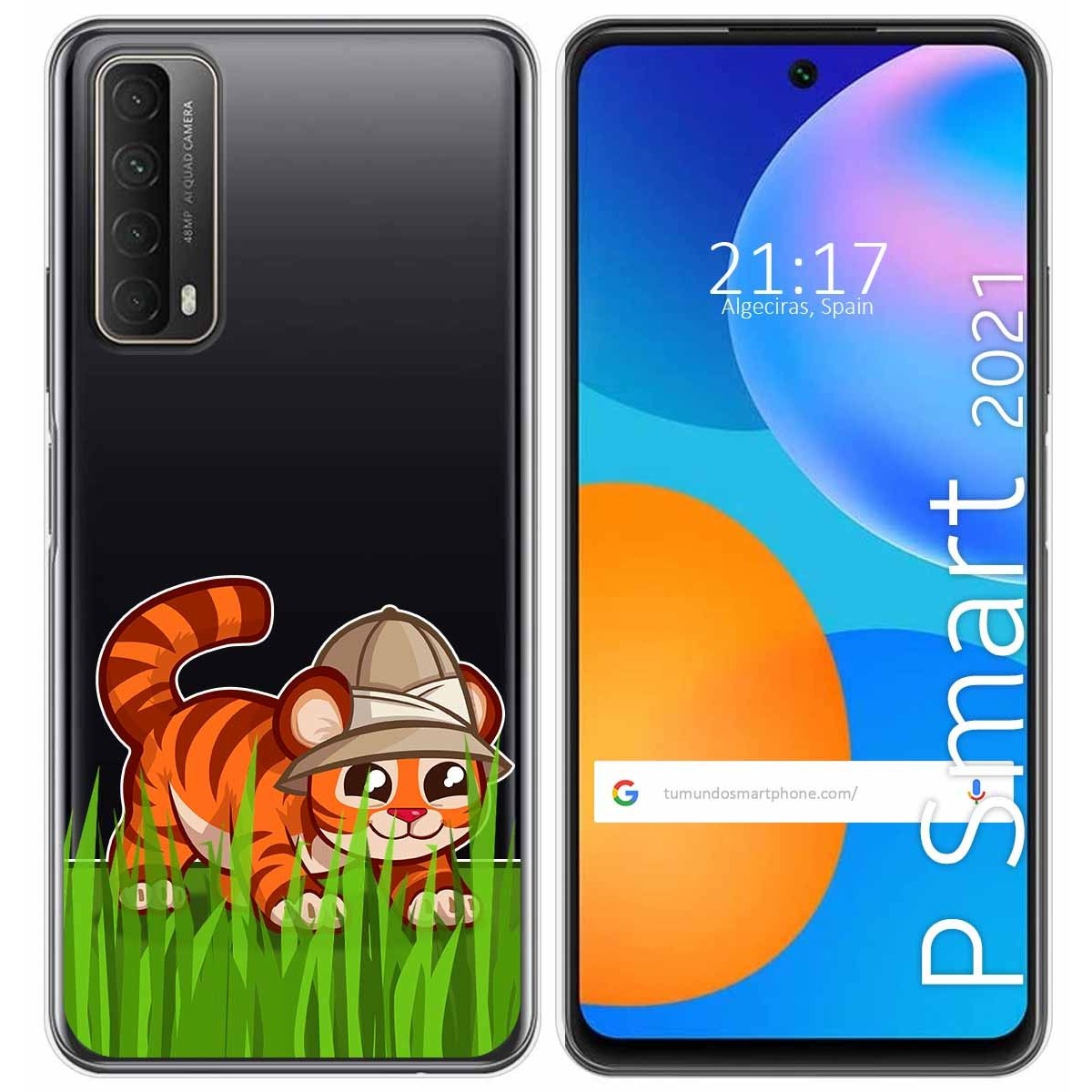 Funda Gel Transparente para Huawei P Smart 2021 diseño Tigre Dibujos