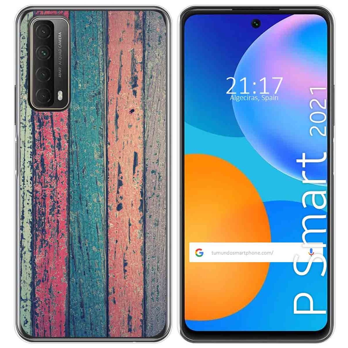 Funda Gel Tpu para Huawei P Smart 2021 diseño Madera 10 Dibujos