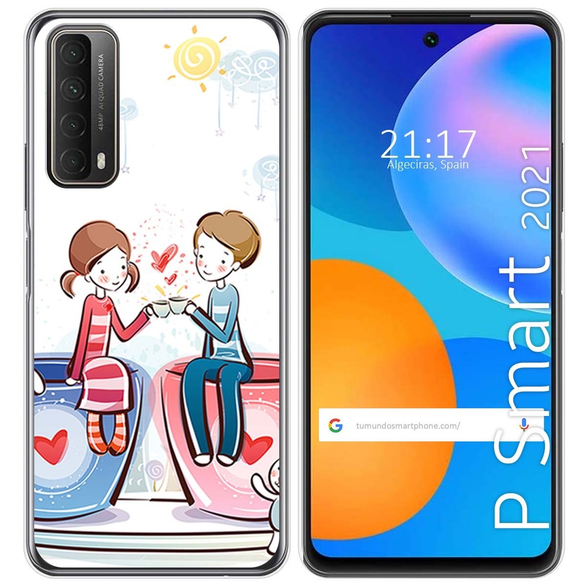 Funda Gel Tpu para Huawei P Smart 2021 diseño Café Dibujos