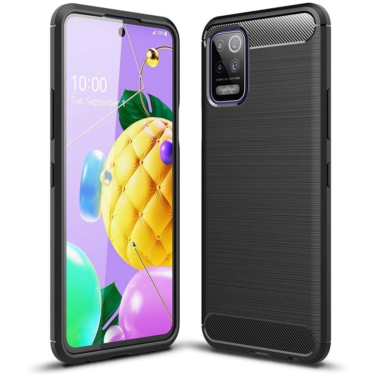 Funda Gel Tpu Tipo Carbon Negra para Lg K52