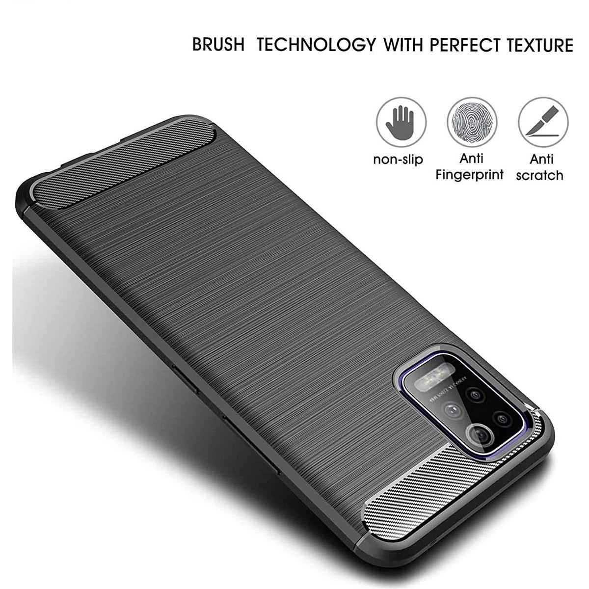 Funda Gel Tpu Tipo Carbon Negra para Lg K52