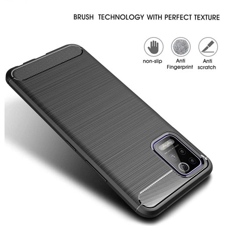 Funda Gel Tpu Tipo Carbon Negra para Lg K52