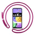 Funda Colgante Transparente para LG K52 con Cordon Rosa Fucsia