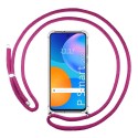 Funda Colgante Transparente para Huawei P Smart 2021 con Cordon Rosa Fucsia