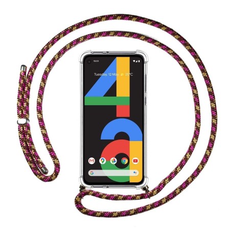 Funda Colgante Transparente para Google Pixel 4a con Cordon Rosa / Dorado