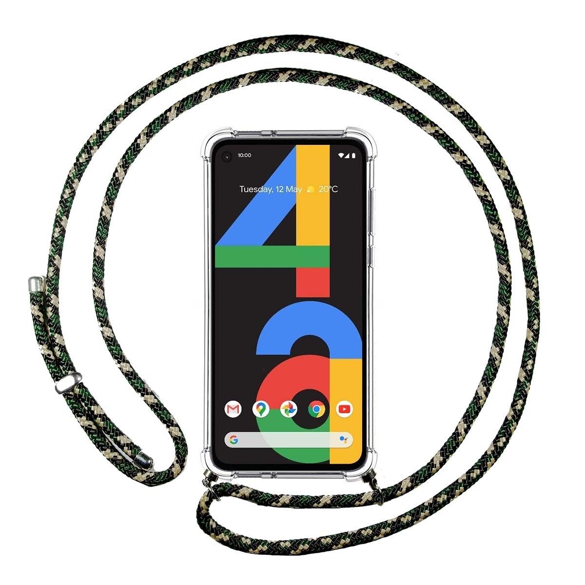 Funda Colgante Transparente para Google Pixel 4a con Cordon Verde / Dorado
