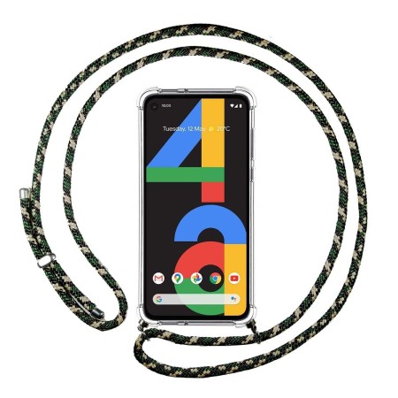 Funda Colgante Transparente para Google Pixel 4a con Cordon Verde / Dorado