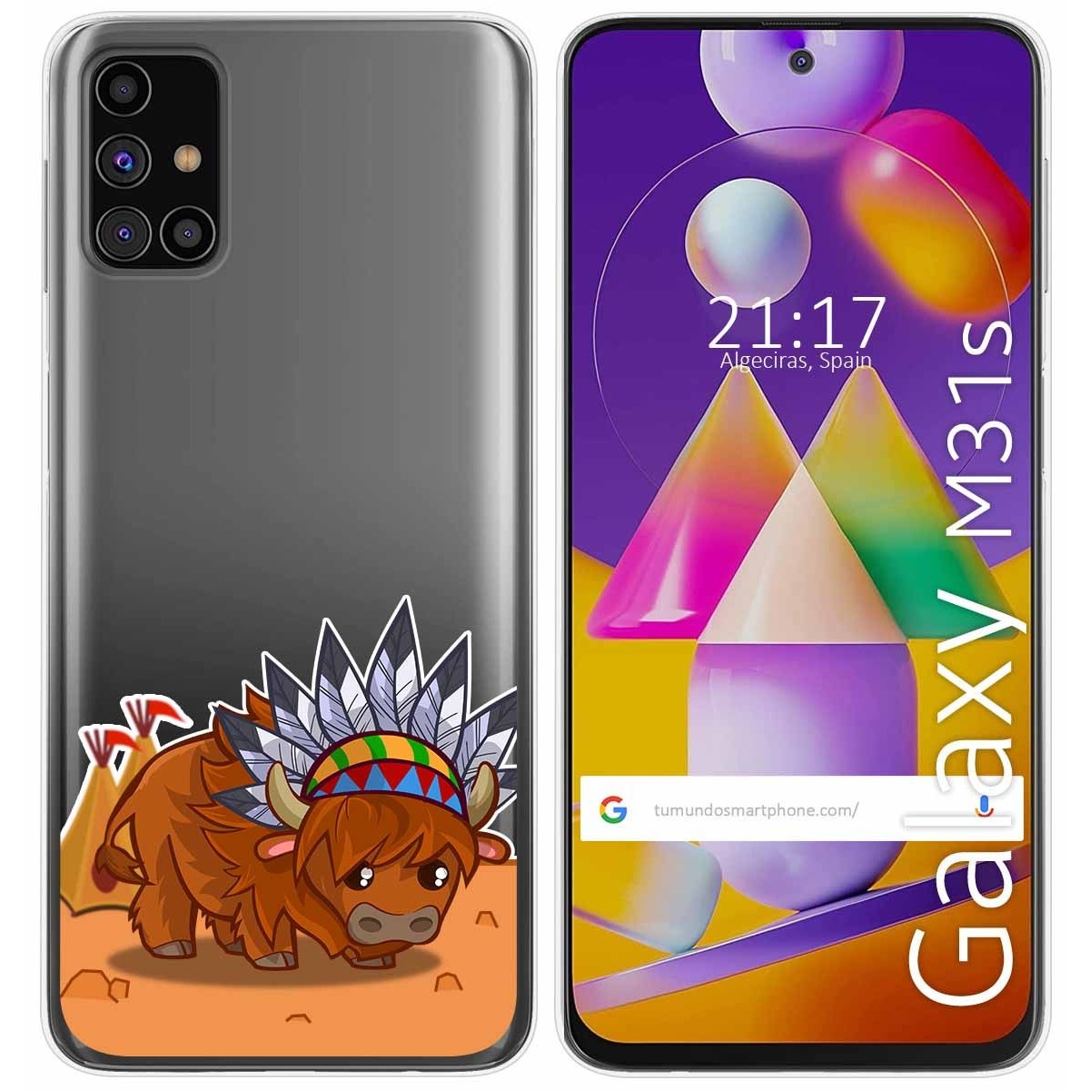 Funda Gel Transparente para Samsung Galaxy M31s diseño Bufalo Dibujos